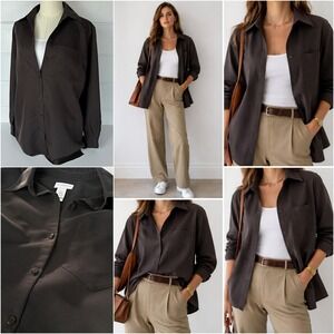 Vtg 90s Liz Claiborne LizSport Oversized Button-Up Shirt Slouchy Chic Minimalist